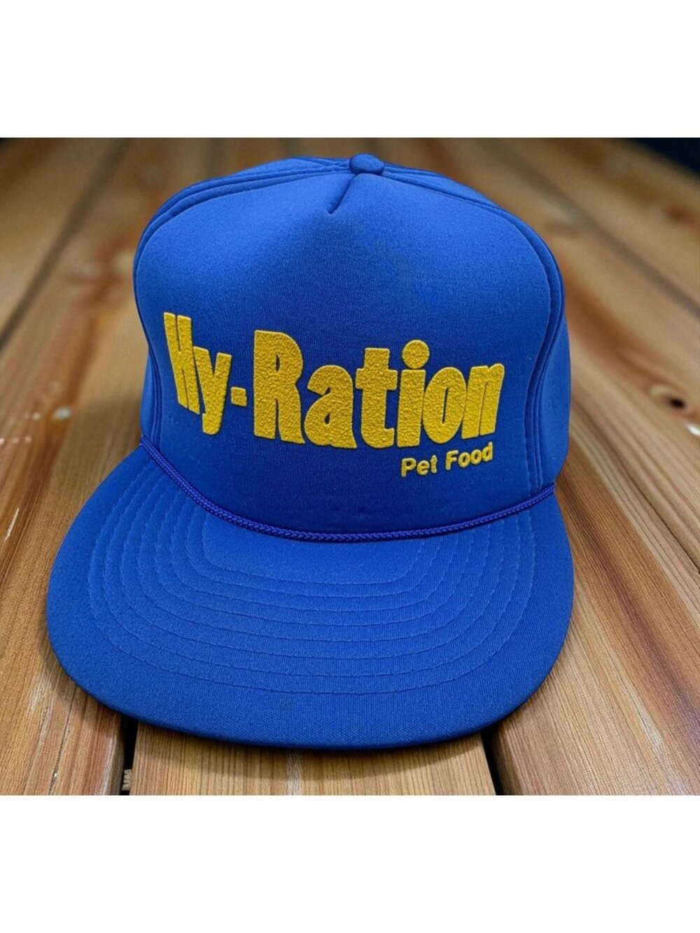 Vintage Blue Snapback Hat Hy-Ration Pet Food San Sun One Size Fits All